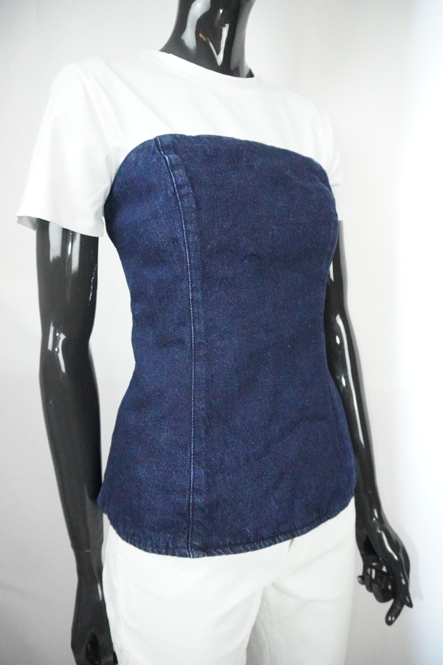 Jeans-Bandeau-Oberteil mit Reißverschluss