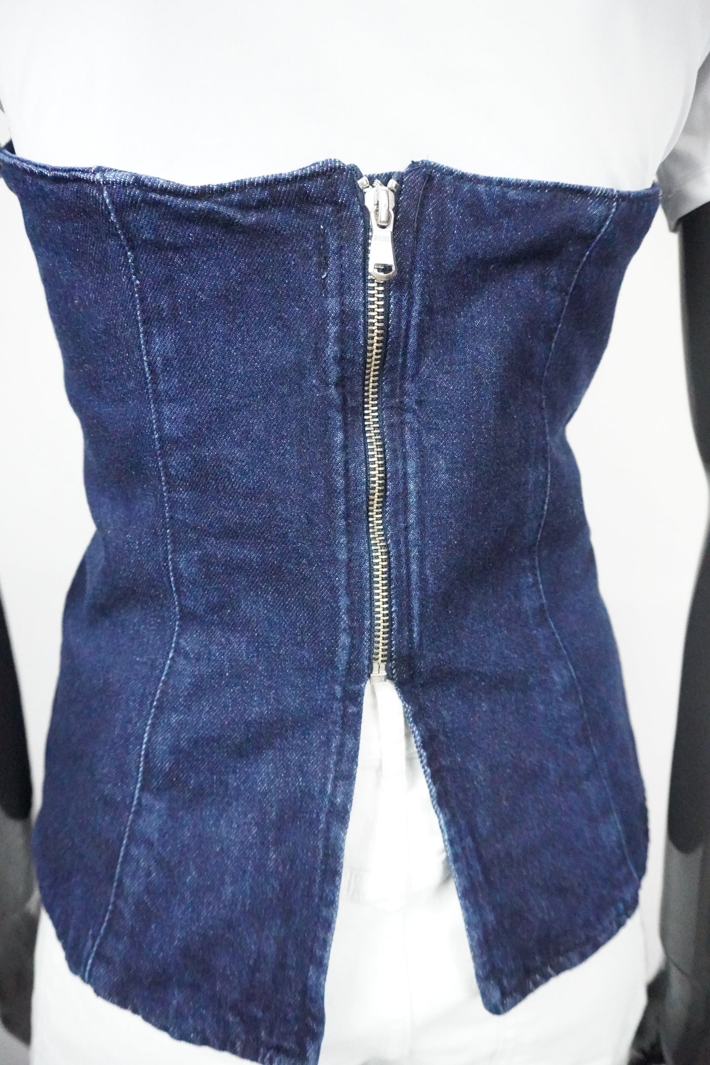 Jeans-Bandeau-Oberteil mit Reißverschluss