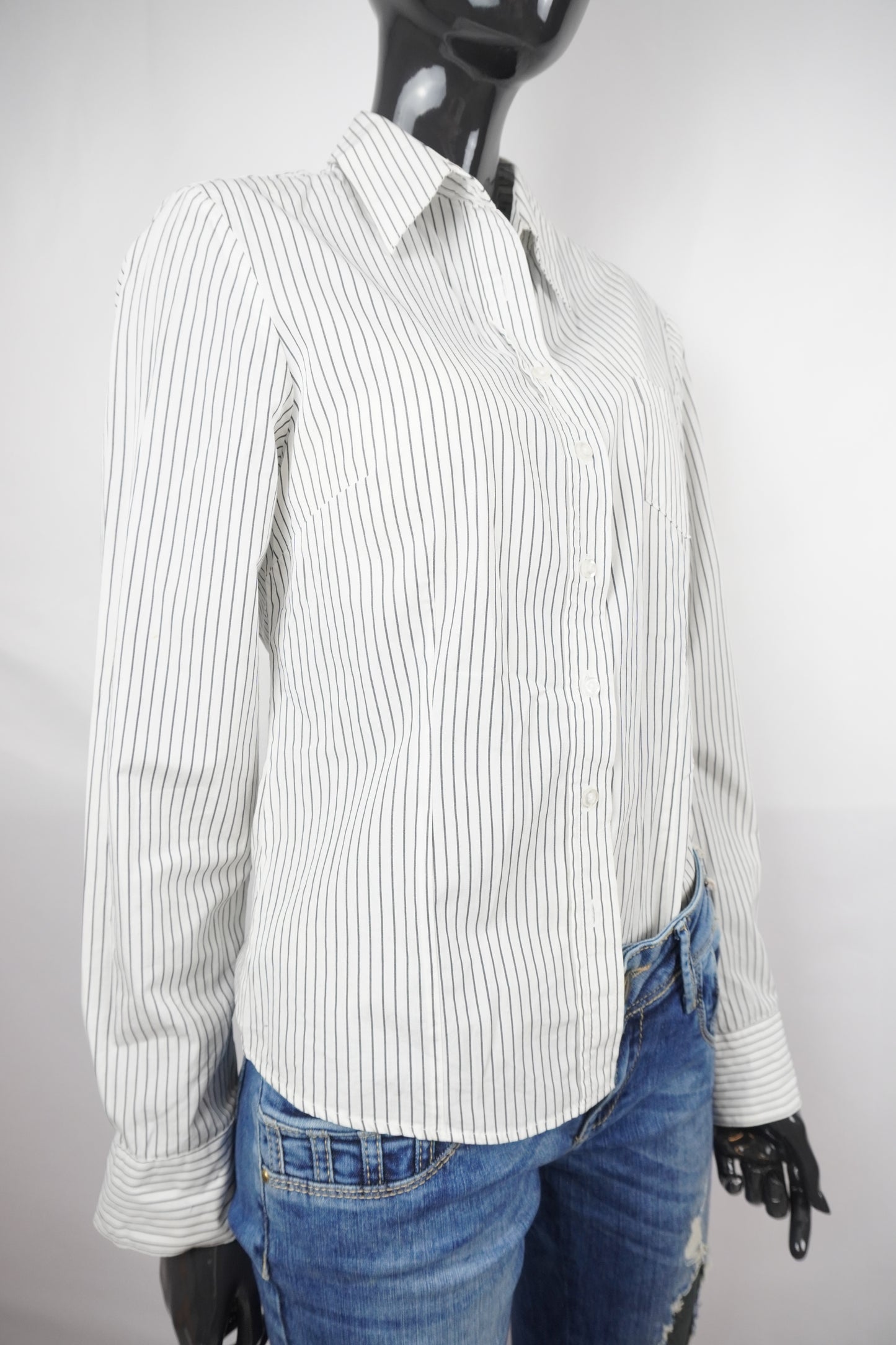 weiße Streifen-Bluse