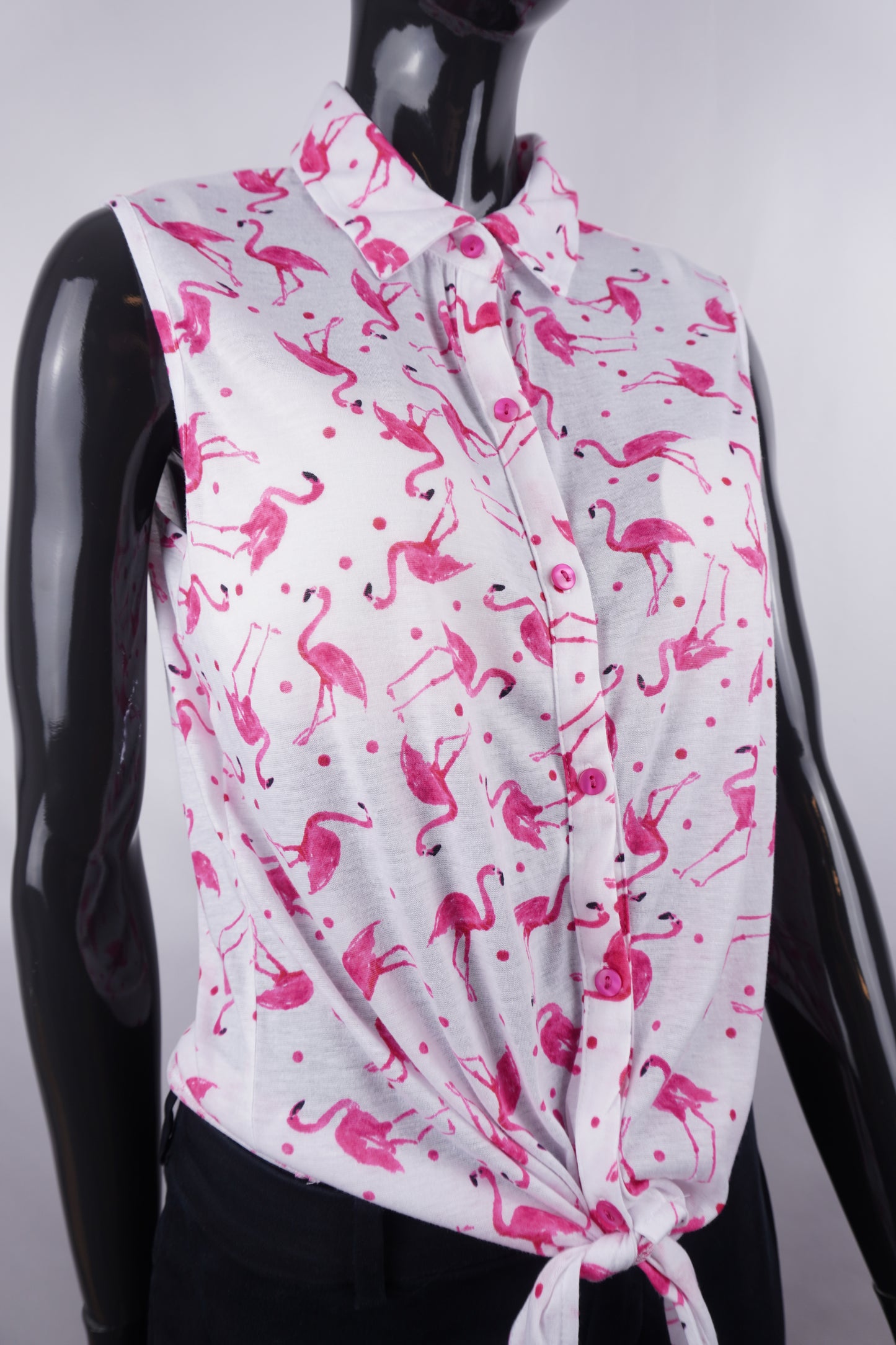 Ärmellose Bluse mit Flamingos