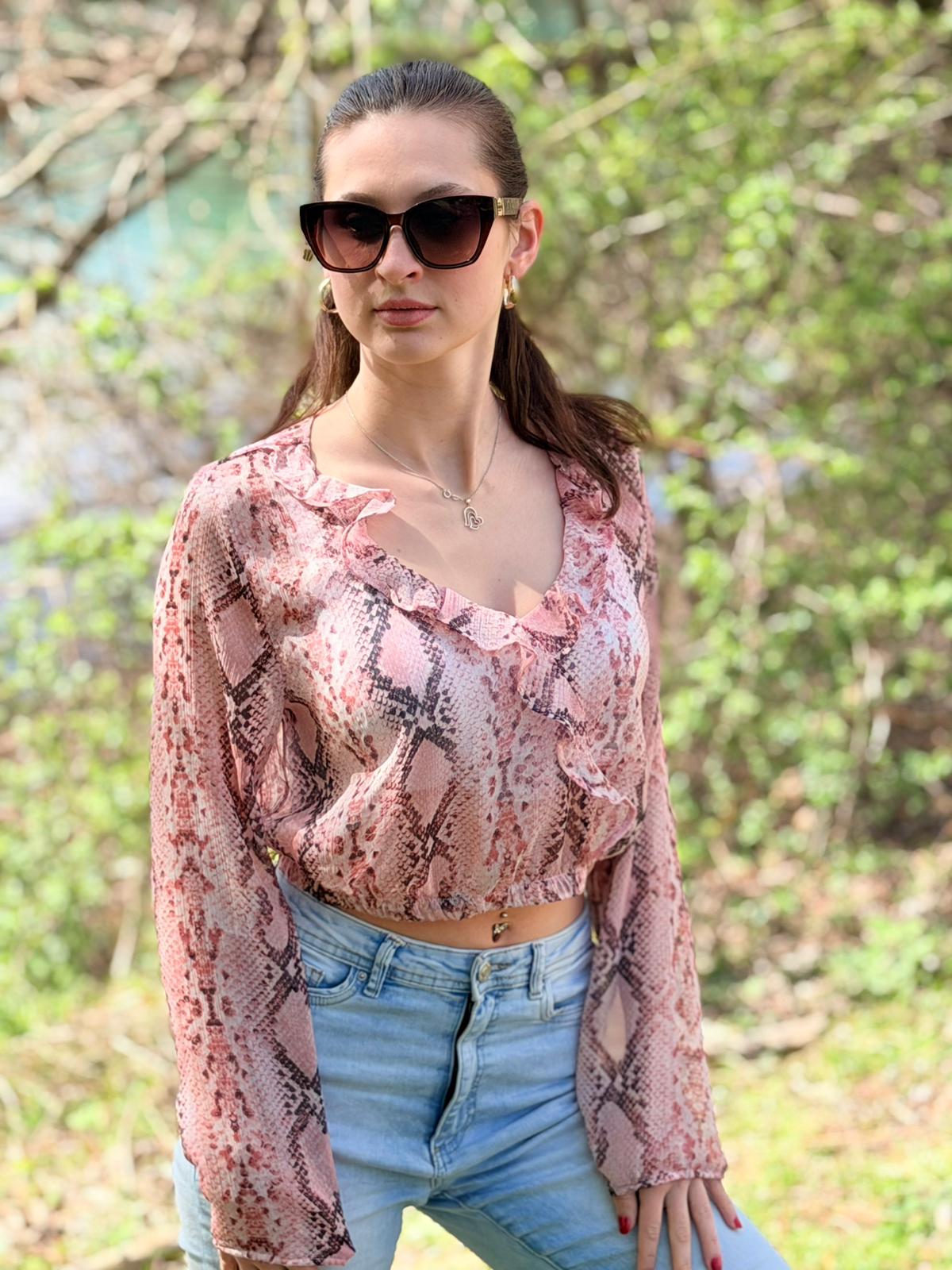 Kurzbluse snake-skin-print