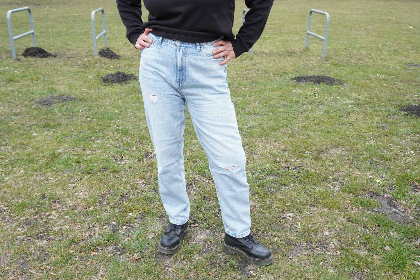 hellblaue Jeans high waist